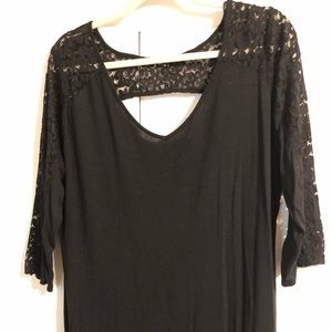 3/4 sleeve black and lace blouse